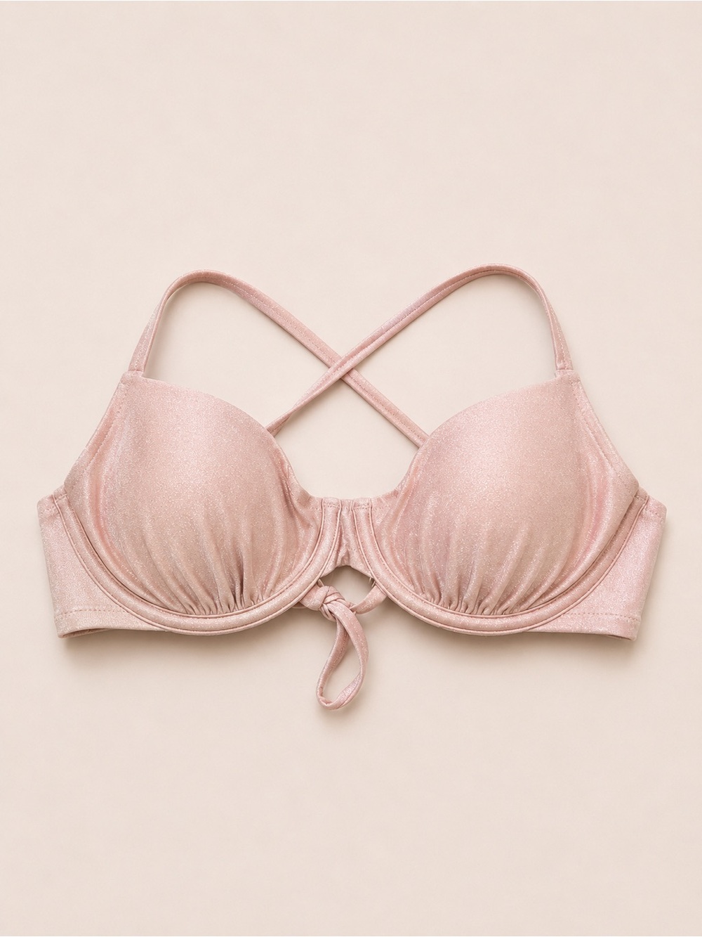 Shade & Shore Shimmery Blush Pink Underwire Bikini Top